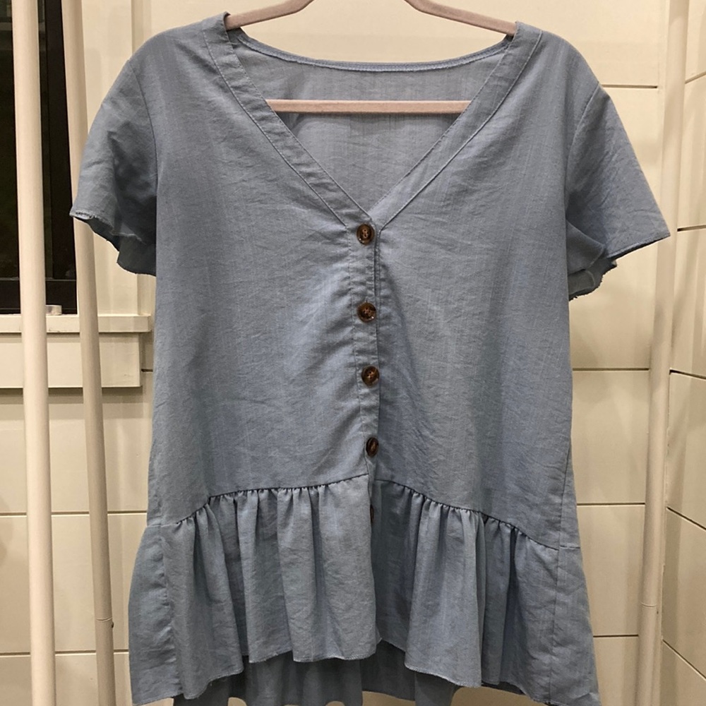 light blue loose peplum top